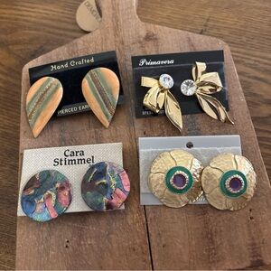 Bundle of four pair of large fashion earrings